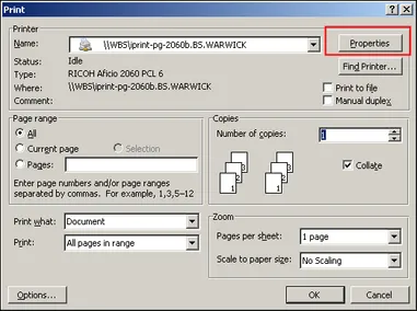 Select Print Properties