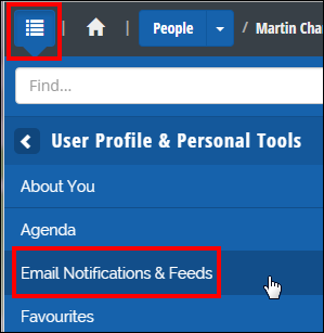 Select Email Notifications and Feeds in the menu