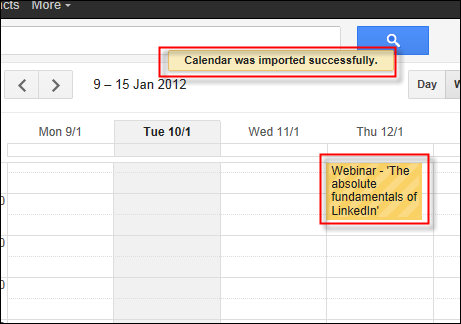 Once complete you should be able to view the events in your calendar