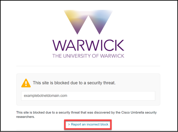 Warning message if you try to visit a known dangerous site