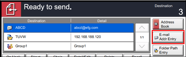 Select the Email Addr Entry option