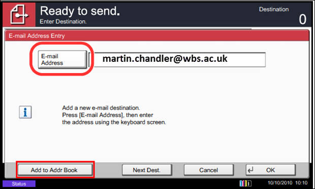 Press Add to Addr Book