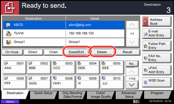 Check the destinations and make any necessary changes