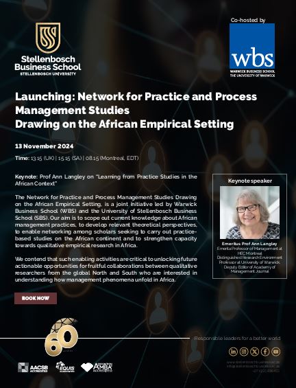 Flyer for Network for Practice and Process Management Studies Drawing on the African Empirical Setting launch event