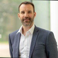 Smart white man looking to camera