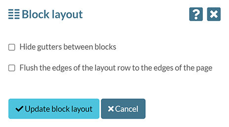 The Block layout settings pop-up
