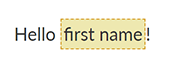 A text placeholder for a visitor's first name
