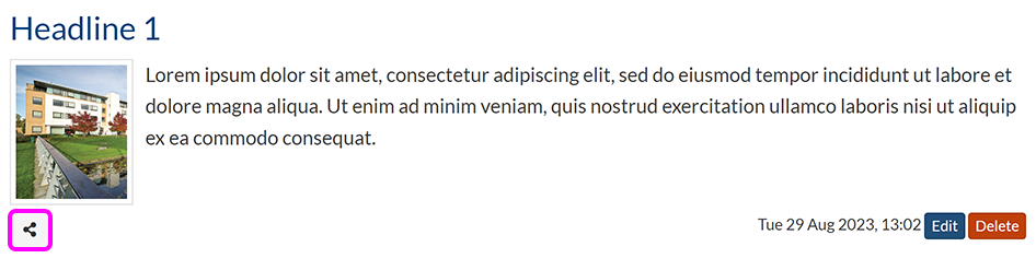 A news page entry with the Facebook 'like' button highlighted