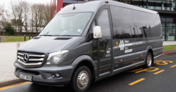 A minibus from the bus on demand service