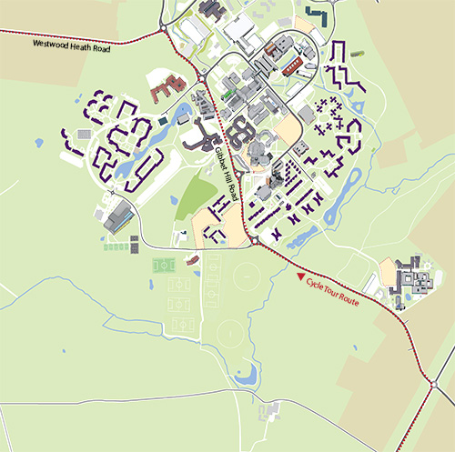 Map of the Cycle Tour route through campus