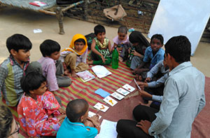 Student volunteer and children