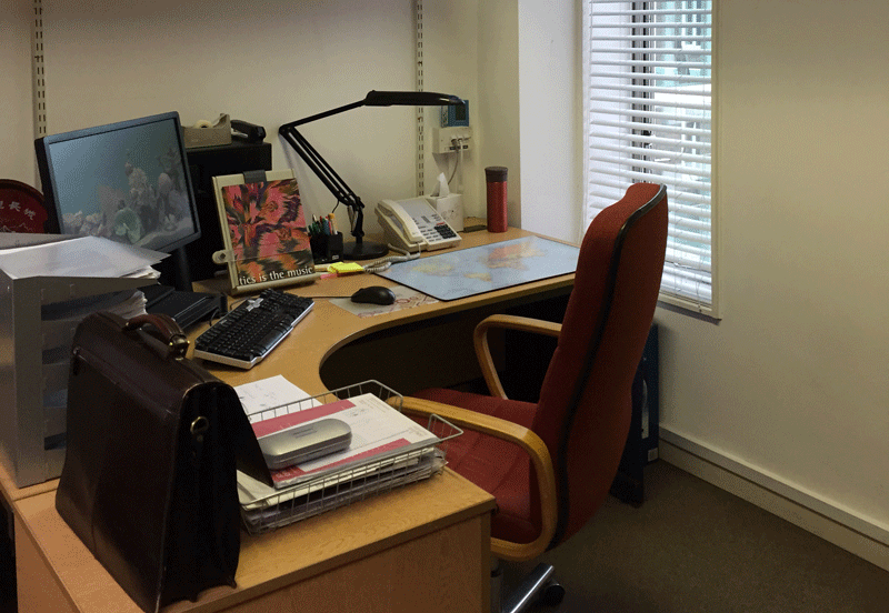 The corner of Bo's former office in the Social Sciences Faculty.