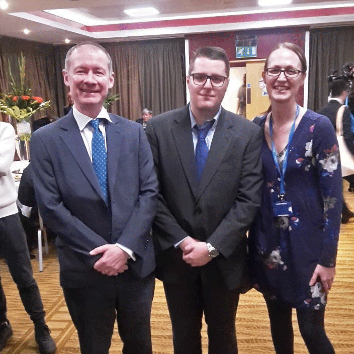 Trudy with Kevin Shakespeare, the (then) Director of Education for the Institute of Export and International Trade and and one of the first graduates, Nikolaos Tsitlaidis.