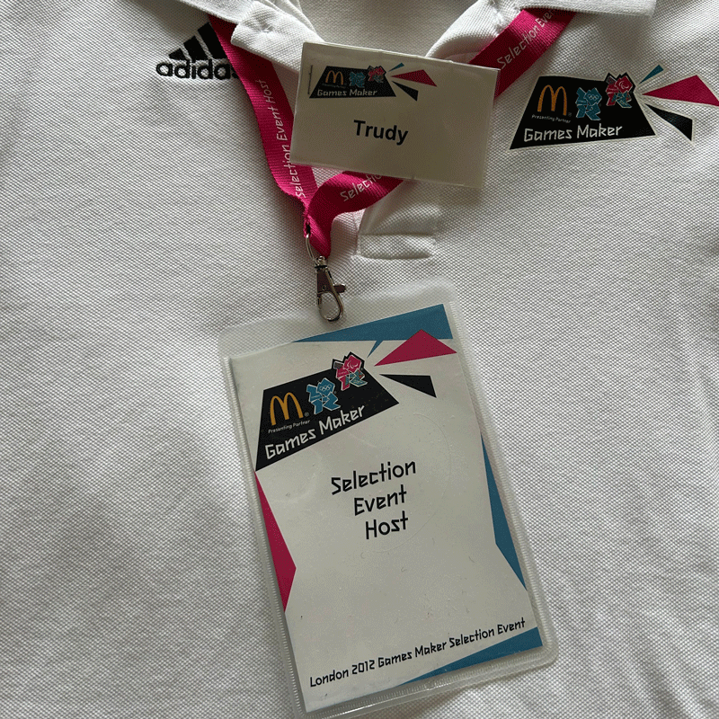 Trudy's badge as an Selection Event Volunteer