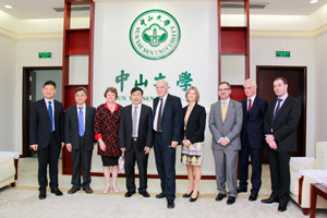 Left to right: Dr. Xu Ruihua, Director of Sun Yat-sen Cancer Centre Prof. Zhu Xiping, Vice President of Sun Yat-sen University Prof. Julia King, Vice-Chancellor of Aston University Prof. Xu Ningsheng, President of Sun Yat-sen University Dr. Vince Cable, Secretary of State for Business, Innovation and Skills Dr. Catherine Raines, Minister and Director-General of Trade &amp; Investment for China Prof. Lawrence Young Alastair Morgan, Consul-General of British Consulate-General Guangzhou Angus Bjarnason, Consul (Cultural and Education), Cultural and Education Section of the British Consulate-General