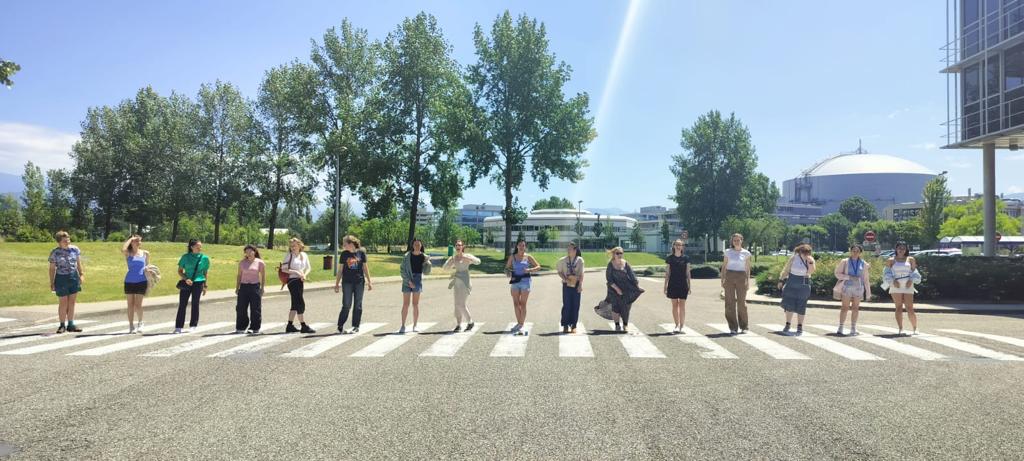 Image of students posing on crossing