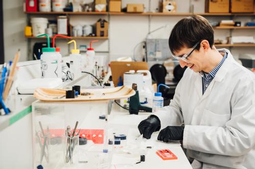 Scientist Dr Hope in a lab