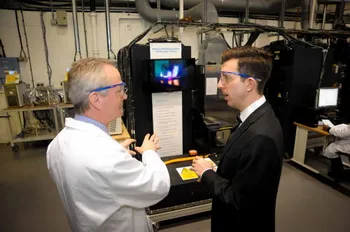 Gareth Davies Right) Director General, Business and Science, at the Department for Business, Innovation and Skills (BIS) visits WMG.