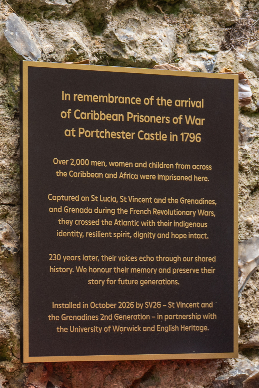 a commemorative plaque for the prisoners
