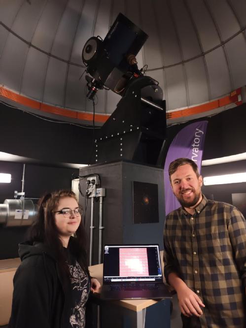 Astronomy researchers in an observatory