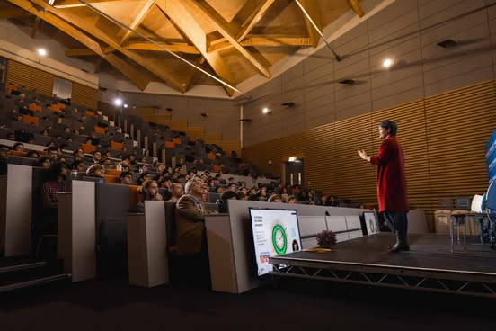 Female presenting at the Warwick Economics Summit