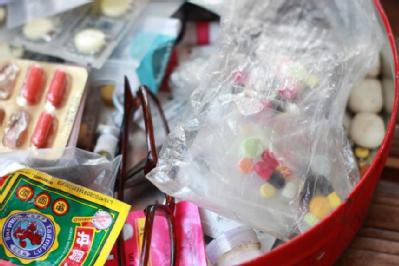 A villager's medicine basket in Thailand