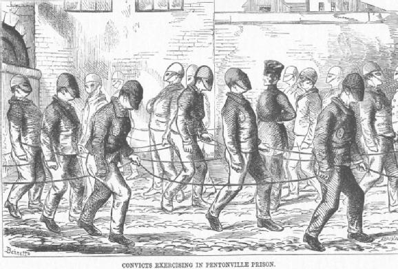 Convicts exercising in Pentonville prison