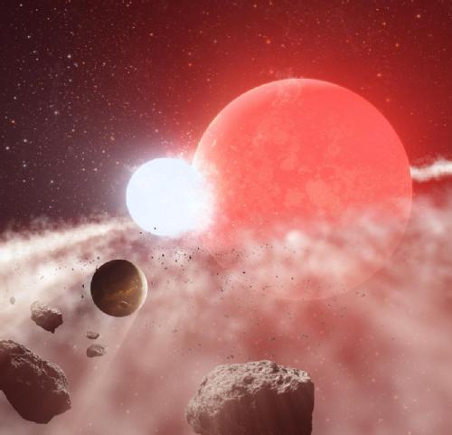 Planet and host star with dust