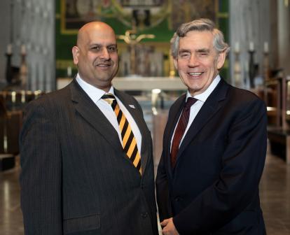 Councillor Khan and Gordon Brown 