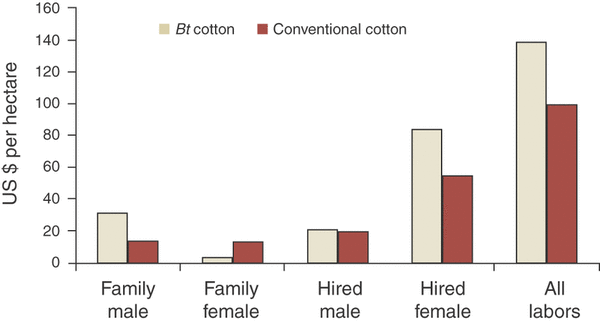 Returns to labor from Bt cotton and conventional cotton in rural India. 