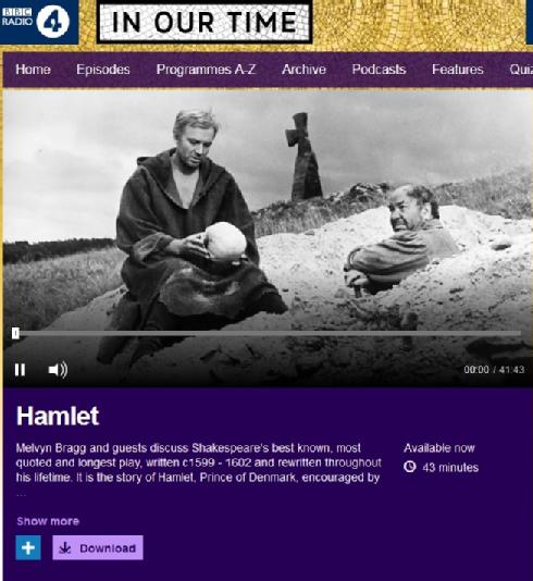 Professor Carol Rutter discusses Hamlet on Radio 4
