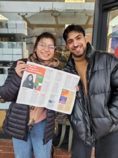 Sam & Angel with their Big Issue article