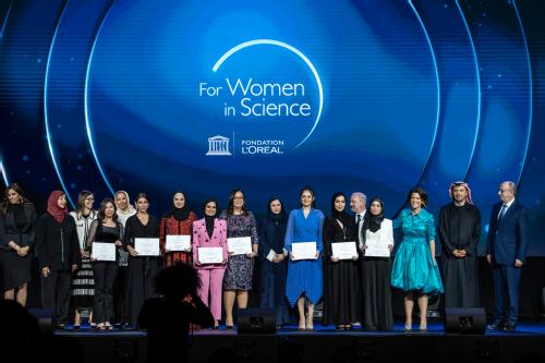 ‘L’Oréal-UNESCO For Women in Science 2021 Young Talent Award’ winners onstage in Dubai