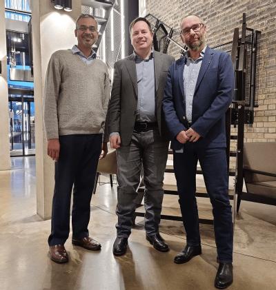 Left to right: Prof Nasir Rajpoot, Dr Kim Branson (Senior Vice President & Global Head of AI & ML, GSK) and Dr Tony Wood (Chief Scientific Officer, GSK)