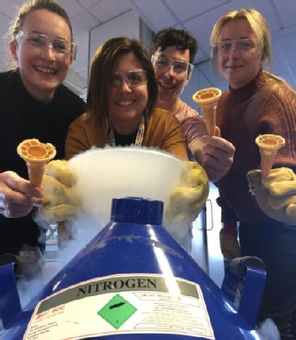 Science gala volunteers make ice cream with liquid nitrogen