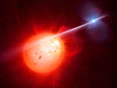 Image of white dwarf and red giant stars