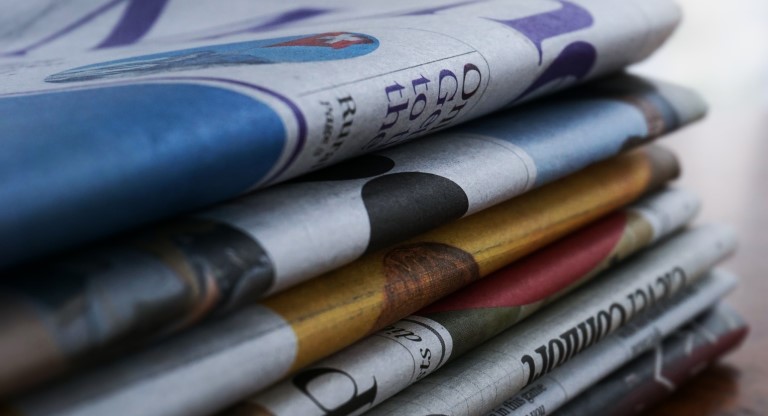 A stack of newspapers