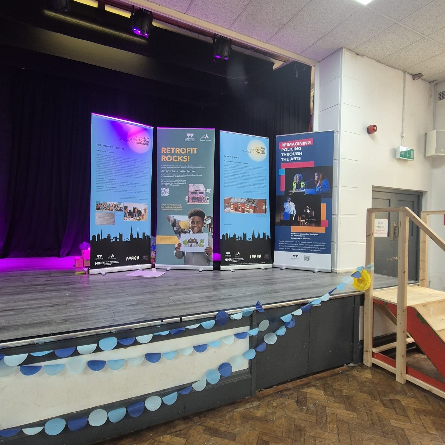 Stage at central hall for sandpit event