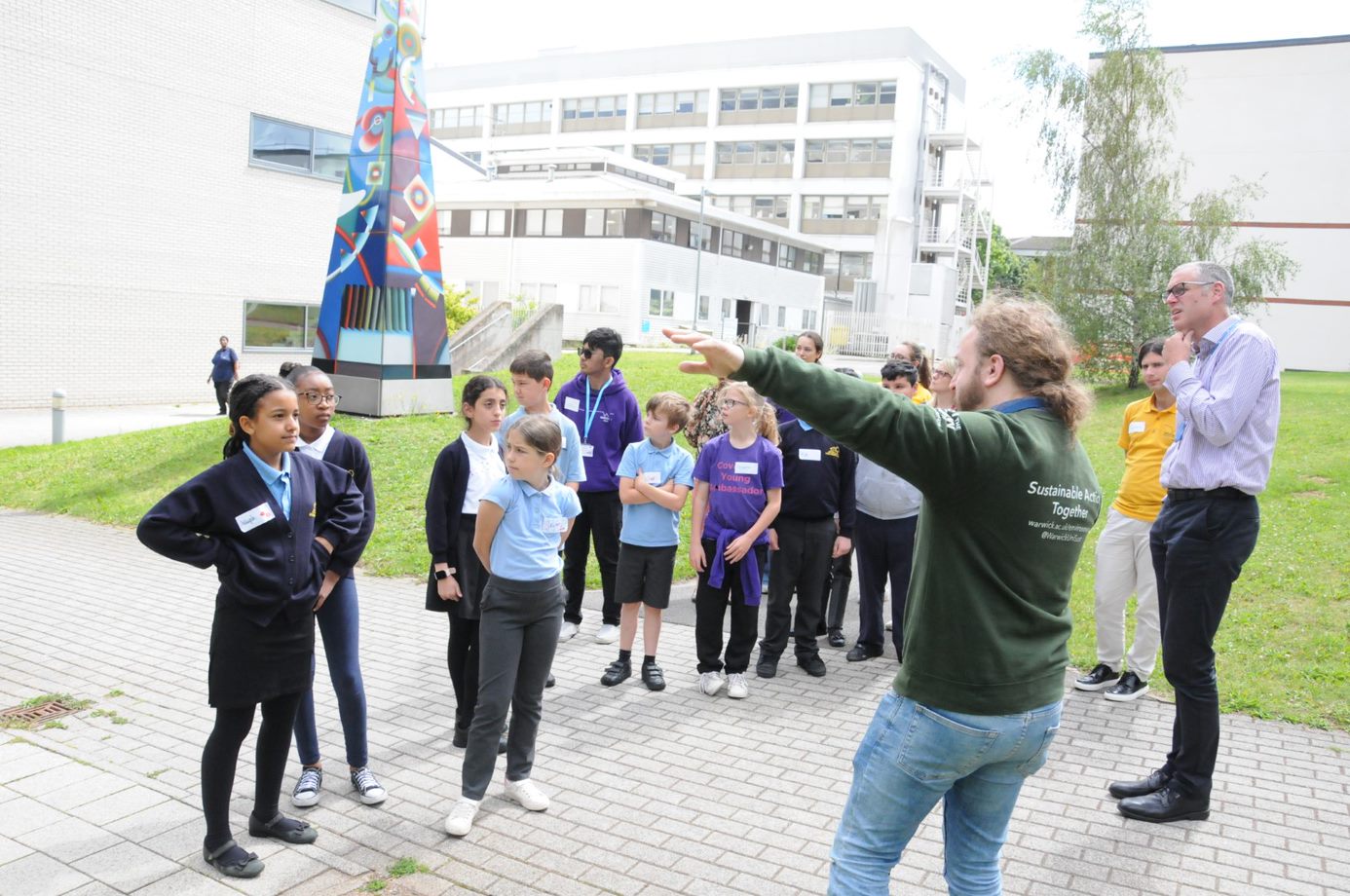 Children on a sustainability tour at Warwick as part of a local project