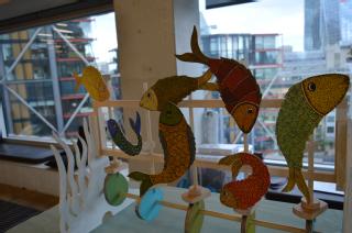 A kinetic artwork in the style of Gond art, created by workshop participants. Image: UoW