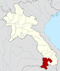 Map of Lao PDR highlighting the province Champasak