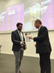 Essay Competition Runner Up, Jeff Slater receives his certificate from Jonathan Duck, CEO of Amtico International