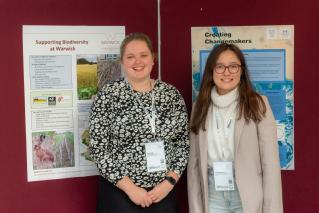 Left to right: Sophie Kitching (UG) Global Sustainable Development Student and Charlotte Van Herwijnen, (UG) Economics Student at the Student Showcase