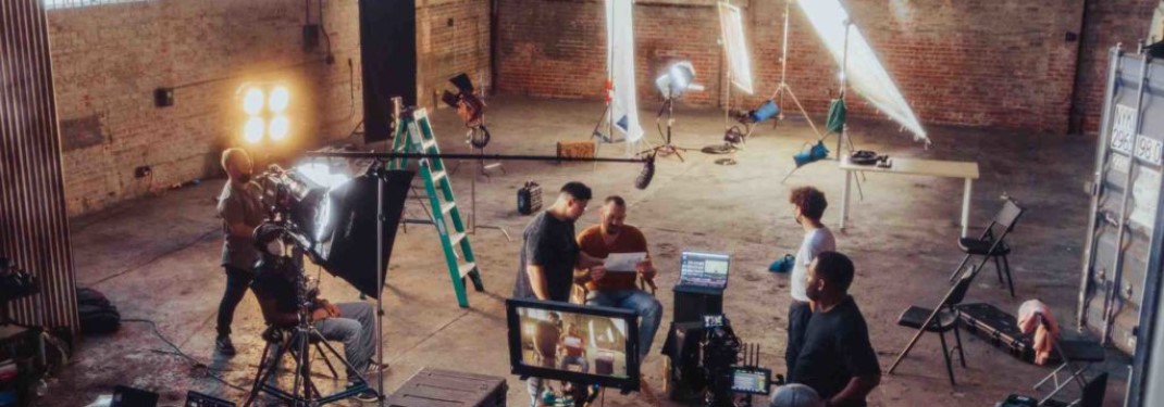 Crew working on a film set