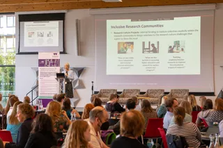 Professor Caroline Meyer (Pro-Vice-Chancellor, Research) addresses delegates at the event