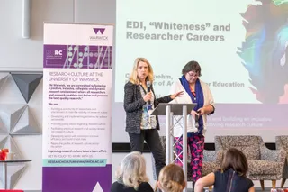 Session Chair Dr Susan Burrows (Physics, University of Warwick) introduces Professor Carola Boehm from the School of Digital, Technologies and Arts (Staffordshire University)