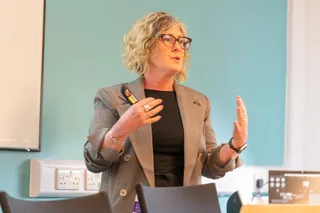 Professor Jemina Napier from Heriot-Watt University speaking at the event