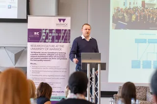 Dr Ian Hancox, Head of Warwick Scientific Services, presenting at the event