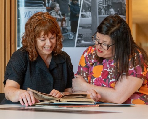 Two female professors collaborating