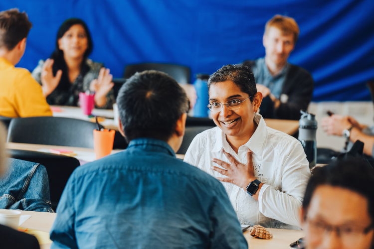 People networking at a workshop 